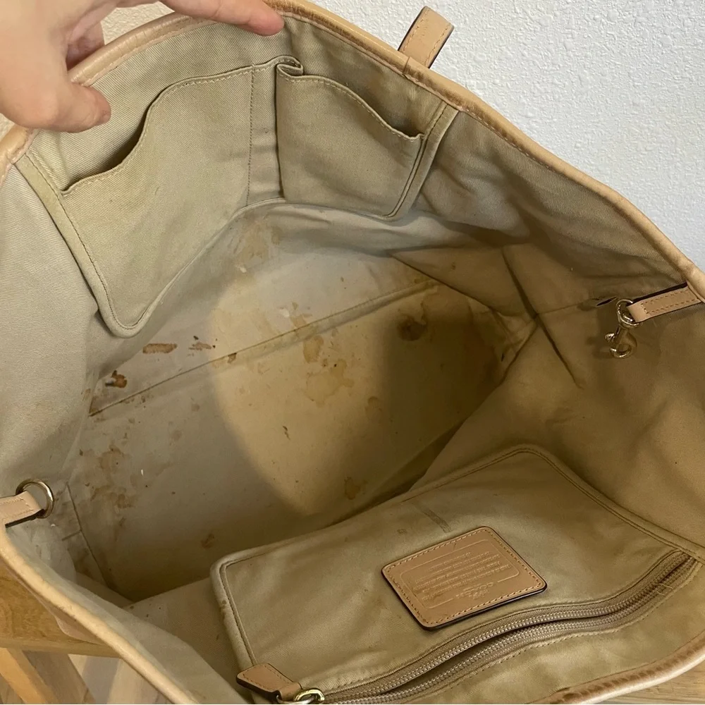 Coach Beige Nude Leather Park Metro Tote